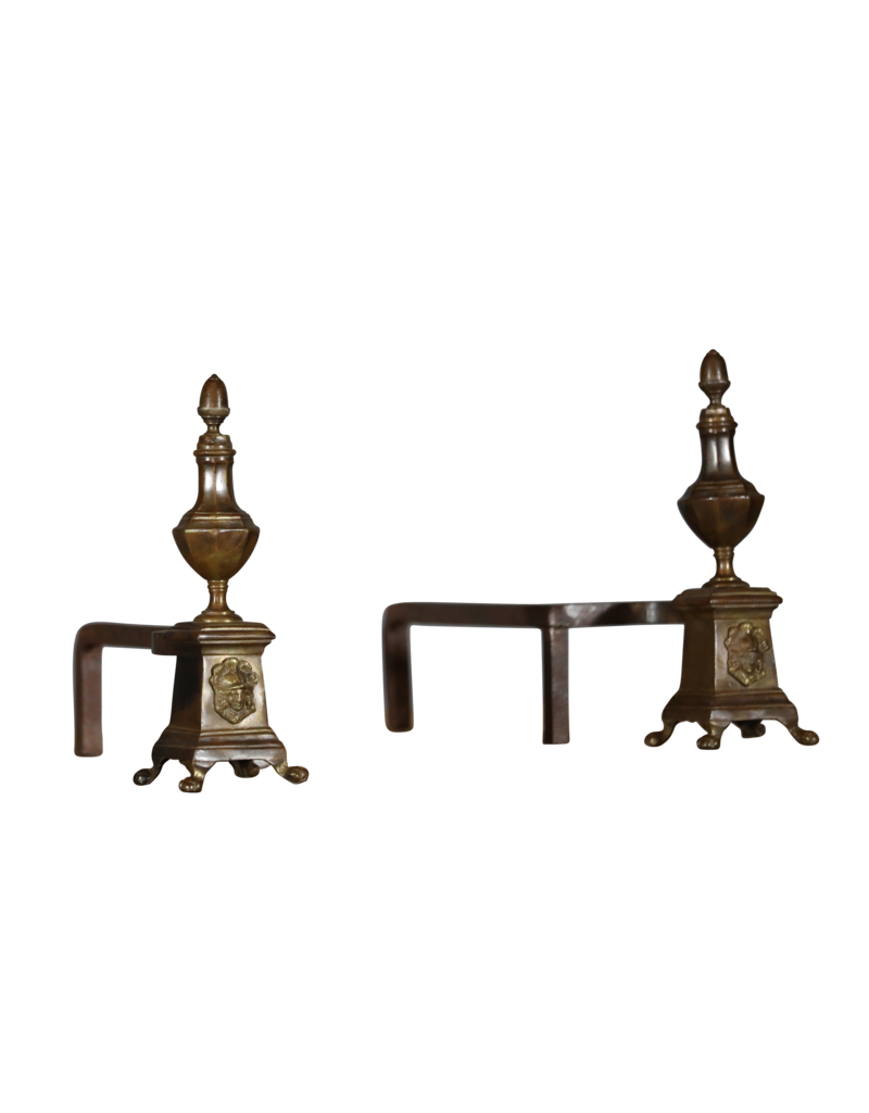 Elegant Fireplace Andiron In Brass