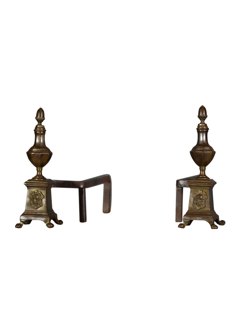 Elegant Fireplace Andiron In Brass