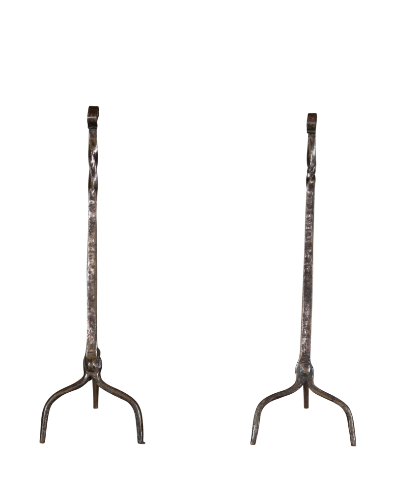 Maison Leon Van den Bogaert Elegant Fireplace Andiron In Wrought Iron