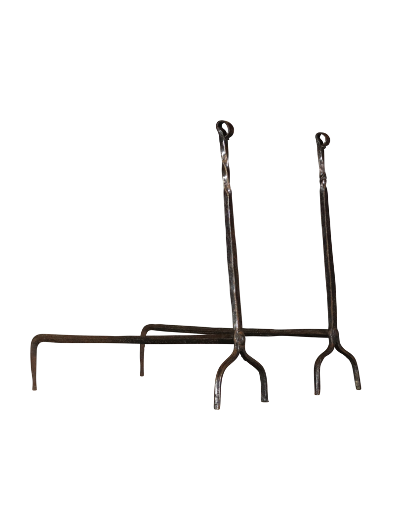 Maison Leon Van den Bogaert Elegant Fireplace Andiron In Wrought Iron