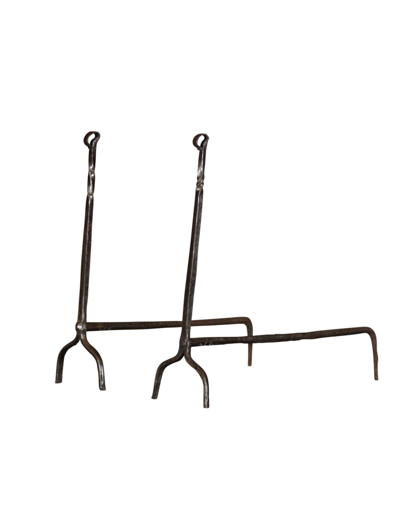 Maison Leon Van den Bogaert Elegant Fireplace Andiron In Wrought Iron