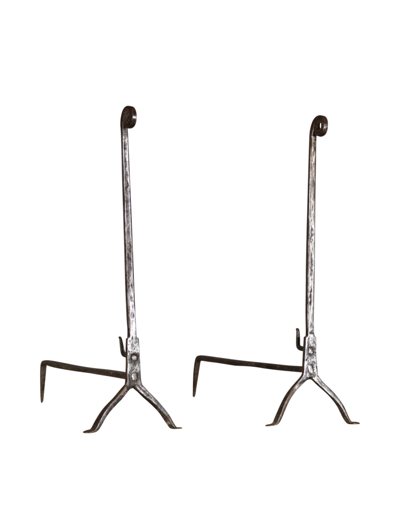 Maison Leon Van den Bogaert Elegant Fireplace Andiron In Wrought Iron