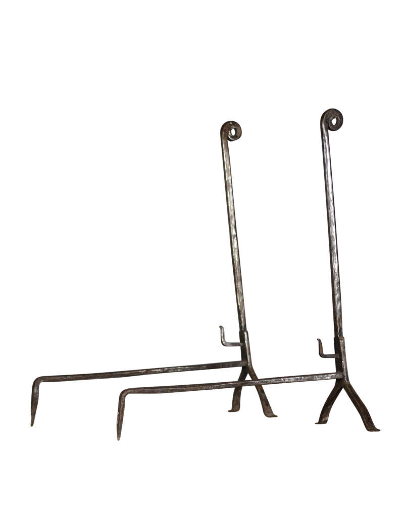 Maison Leon Van den Bogaert Elegant Fireplace Andiron In Wrought Iron