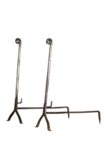 Maison Leon Van den Bogaert Elegant Fireplace Andiron In Wrought Iron