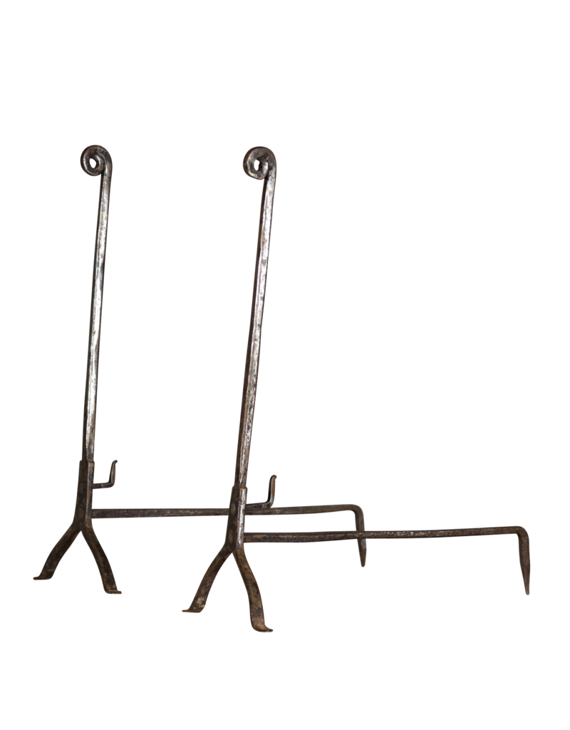 Maison Leon Van den Bogaert Elegant Fireplace Andiron In Wrought Iron