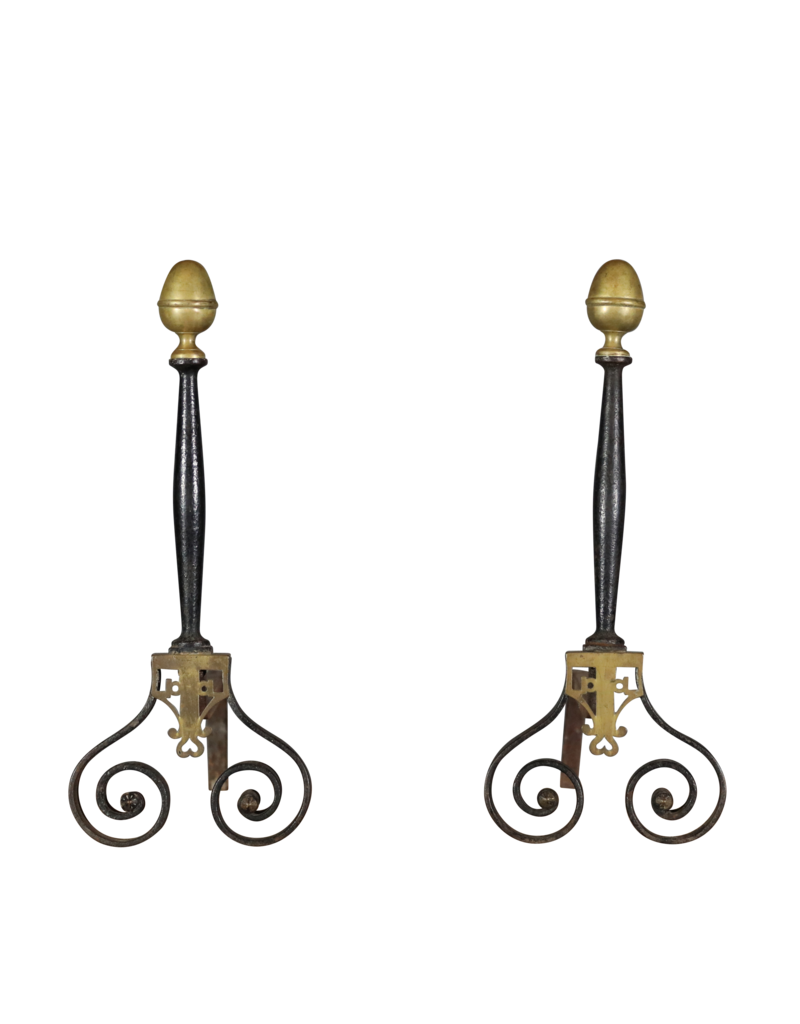 Solid Andiron With Brass Details