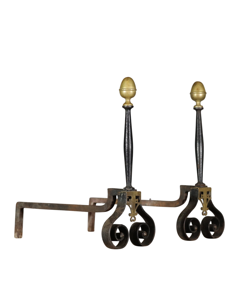 Solid Andiron With Brass Details