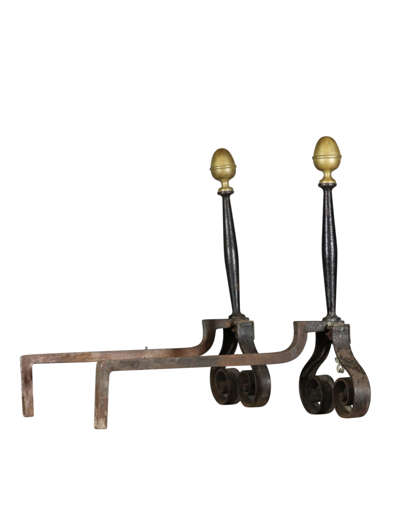 Solid Andiron With Brass Details