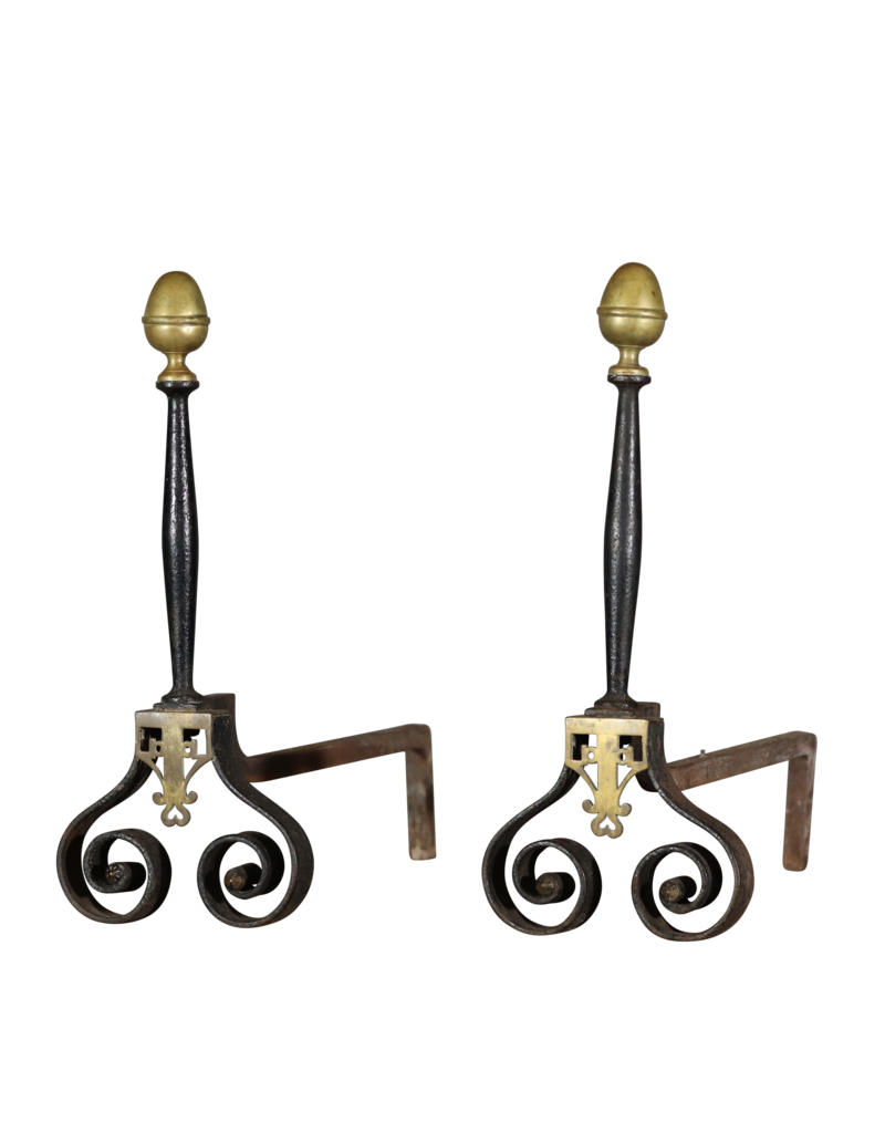 Solid Andiron With Brass Details