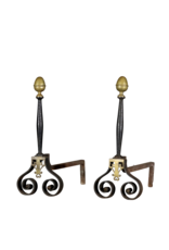 Solid Andiron With Brass Details