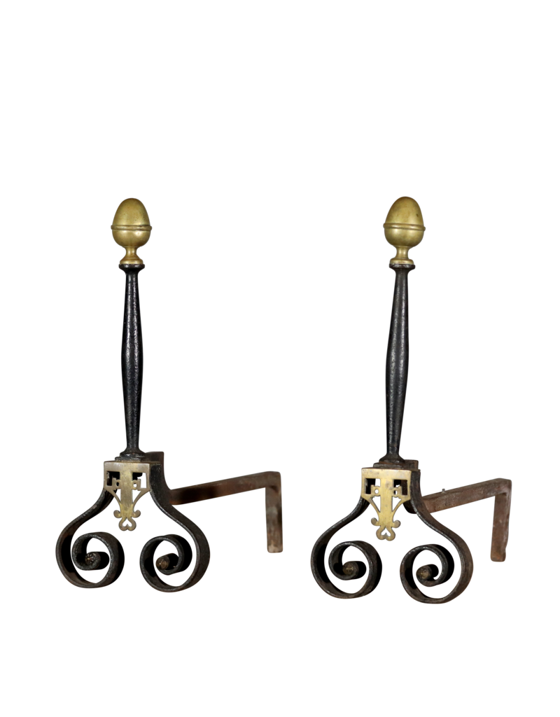 Solid Andiron With Brass Details