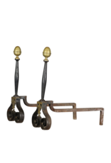 Solid Andiron With Brass Details