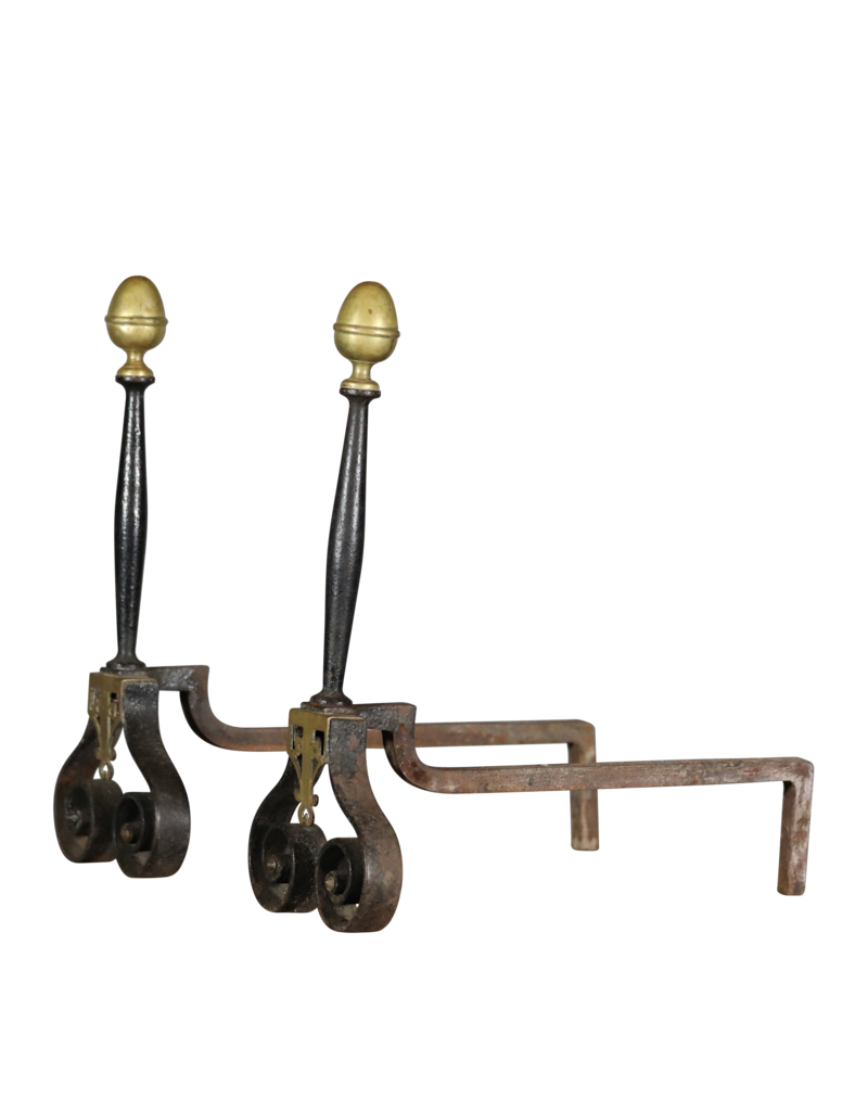 Solid Andiron With Brass Details