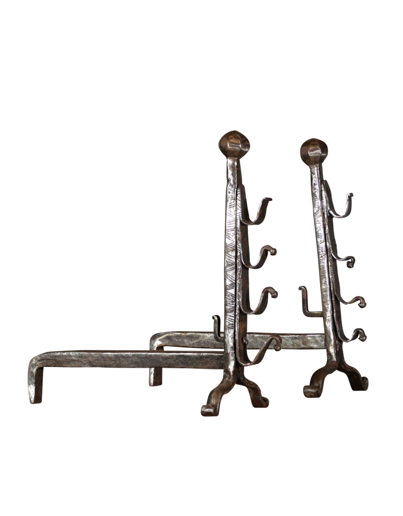 Solid Pair Andiron For Open Fire