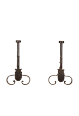 19th Century Pair Andiron In Wrought Iron