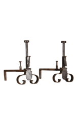 19th Century Pair Andiron In Wrought Iron