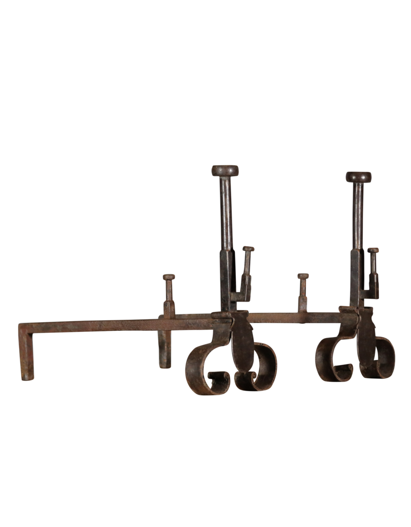 19th Century Pair Andiron In Wrought Iron