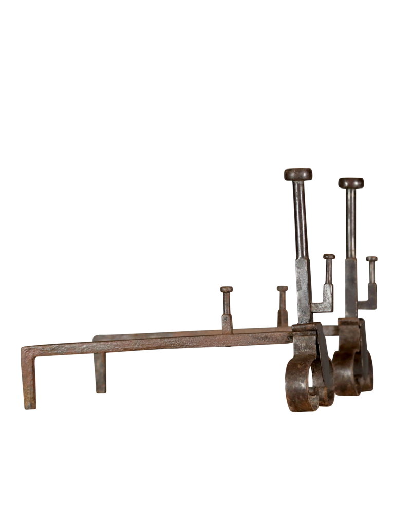 19th Century Pair Andiron In Wrought Iron