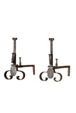 19th Century Pair Andiron In Wrought Iron