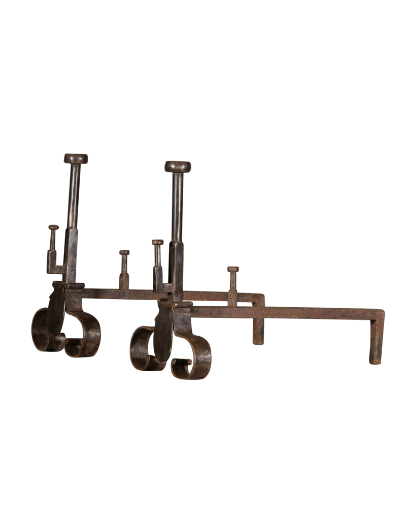 19th Century Pair Andiron In Wrought Iron