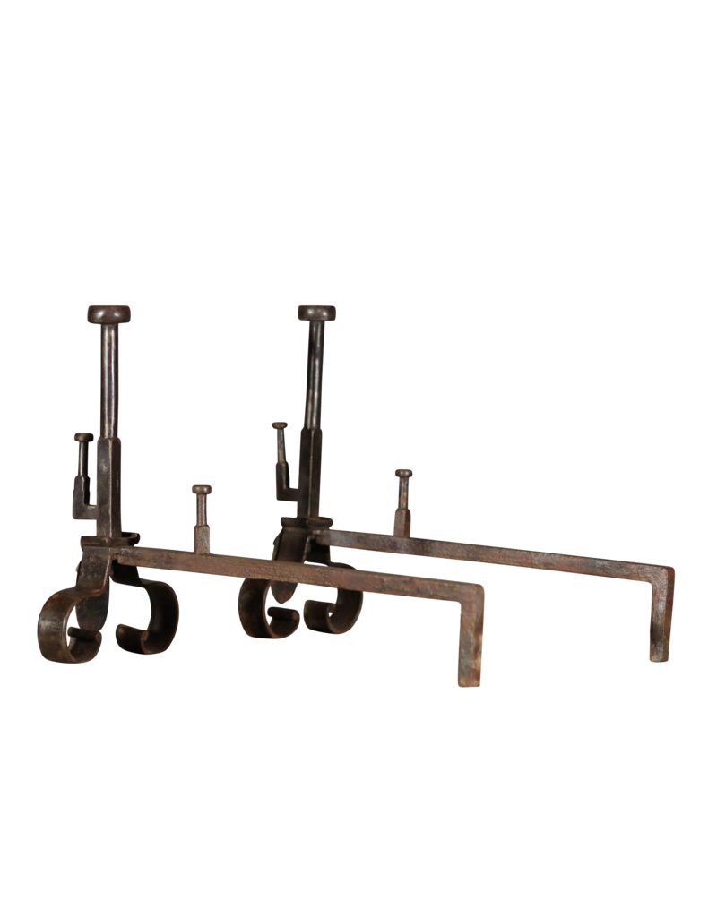19th Century Pair Andiron In Wrought Iron