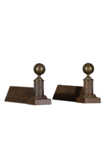 19th Century Pair Andiron With Brass