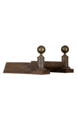 19th Century Pair Andiron With Brass