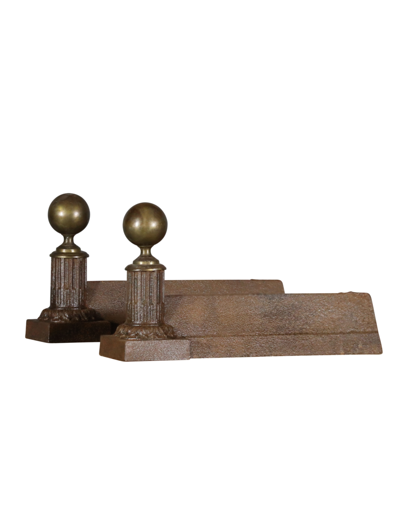 19th Century Pair Andiron With Brass