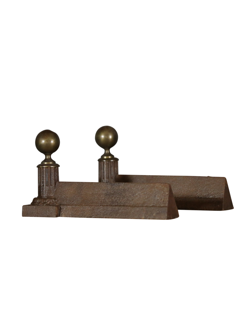 19th Century Pair Andiron With Brass