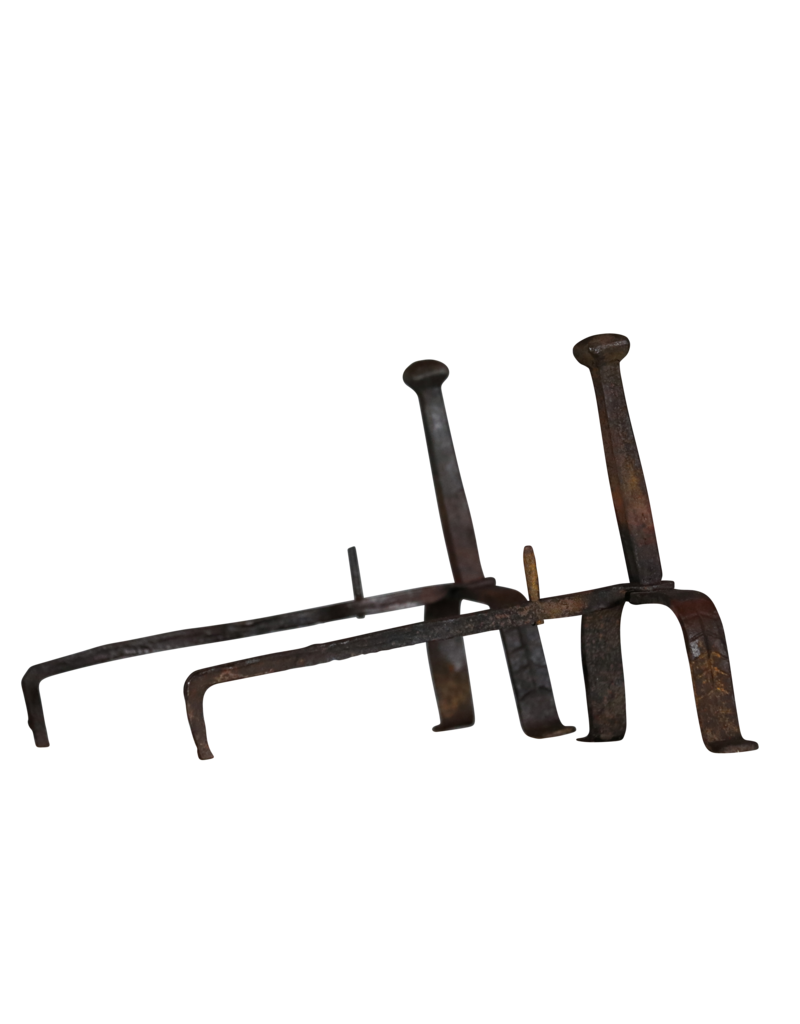 French Rustic Wrought Iron Fireplace Tools