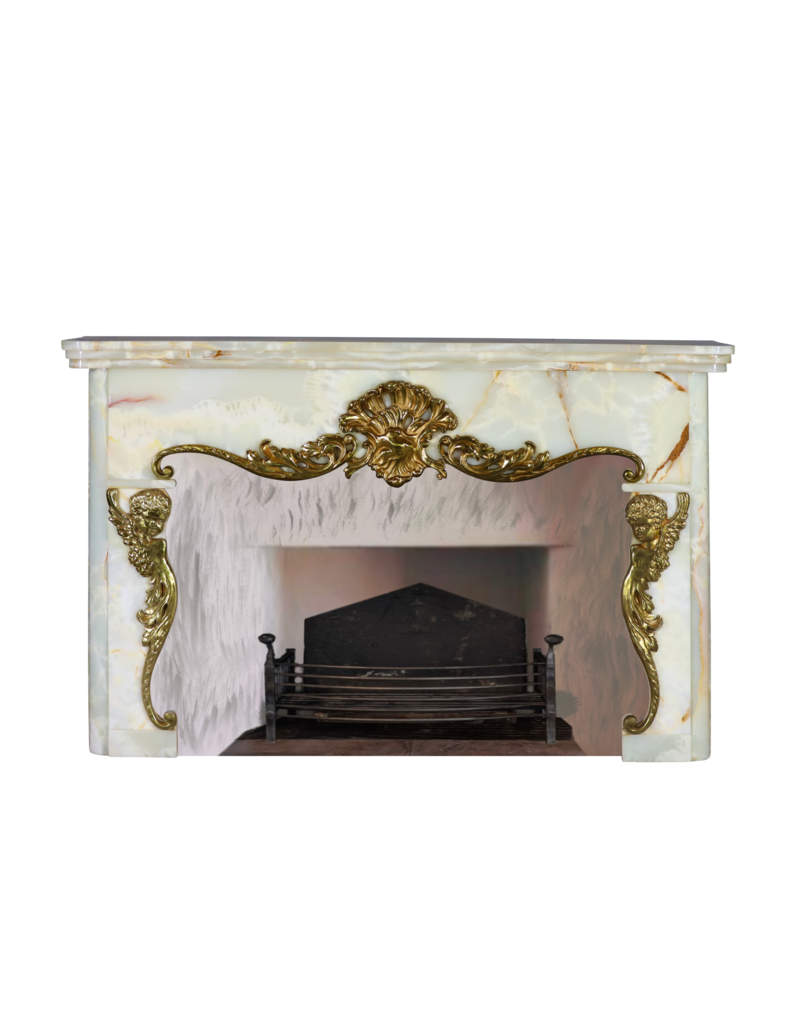 Abondant Onyx Fireplace Surround With Angels