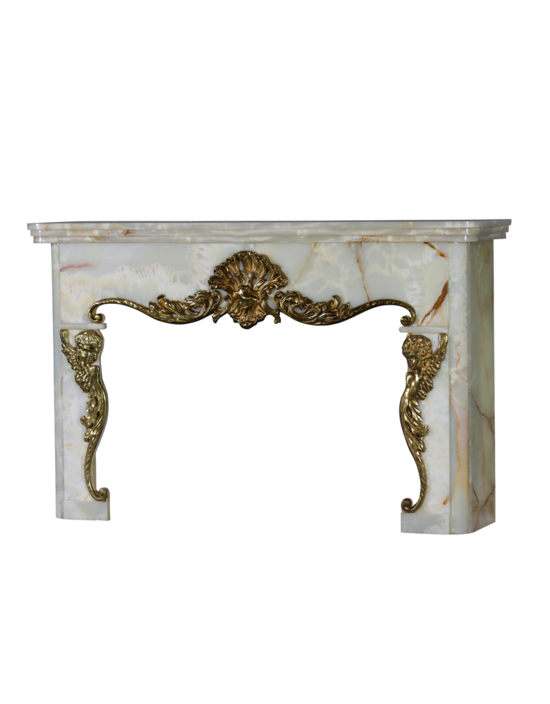 The Antique Fireplace Bank Abondant Onyx Kaminumrandung mit Engeln