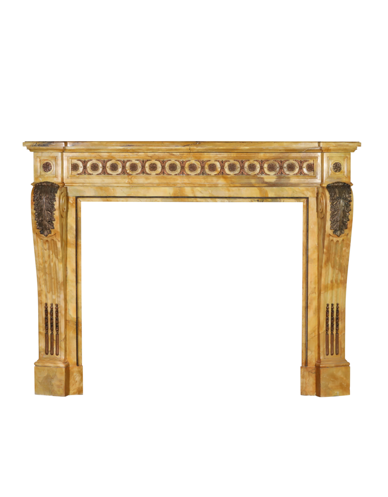 Jaune De Sienne Marble Fireplace Surround With Bijouterie