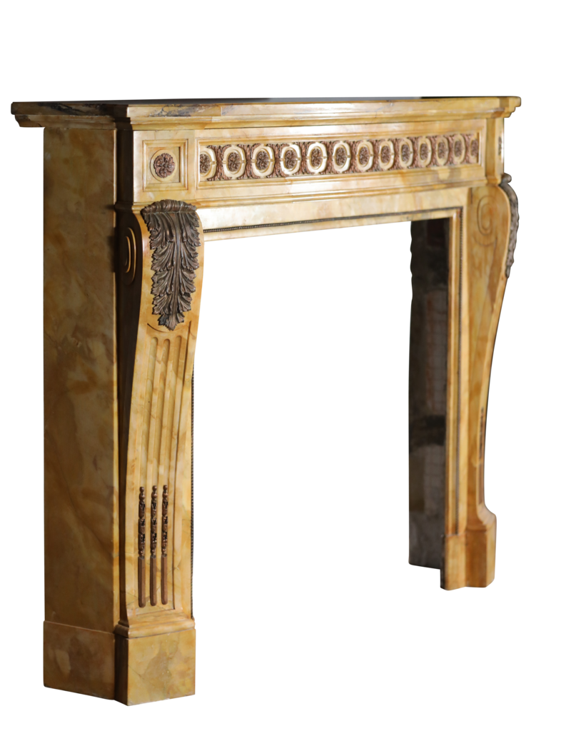 Jaune De Sienne Marble Fireplace Surround With Bijouterie