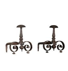 Elegant French Andiron In Wrought Iron