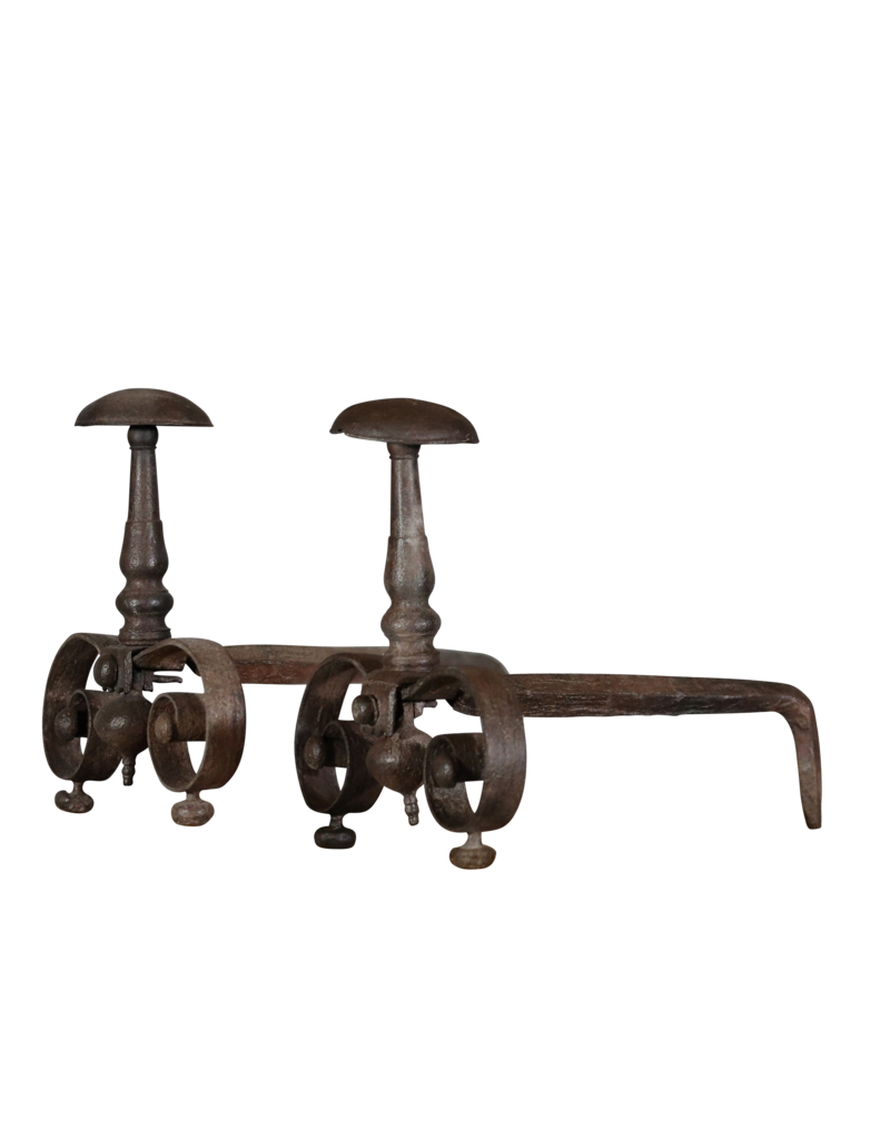 Elegante Andiron Frances De Hierro Forjado