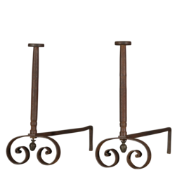 Maison Leon Van den Bogaert Grand Pair Andiron — 59 cm High