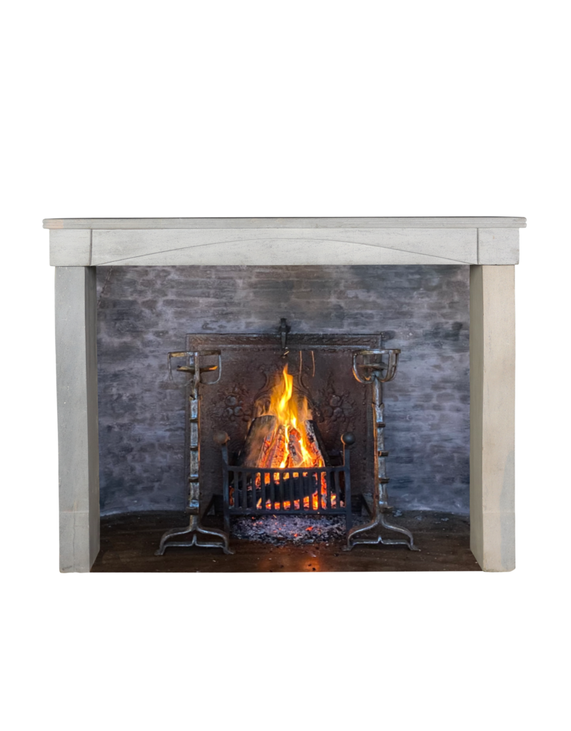 Simple French Bleu Stone Fireplace