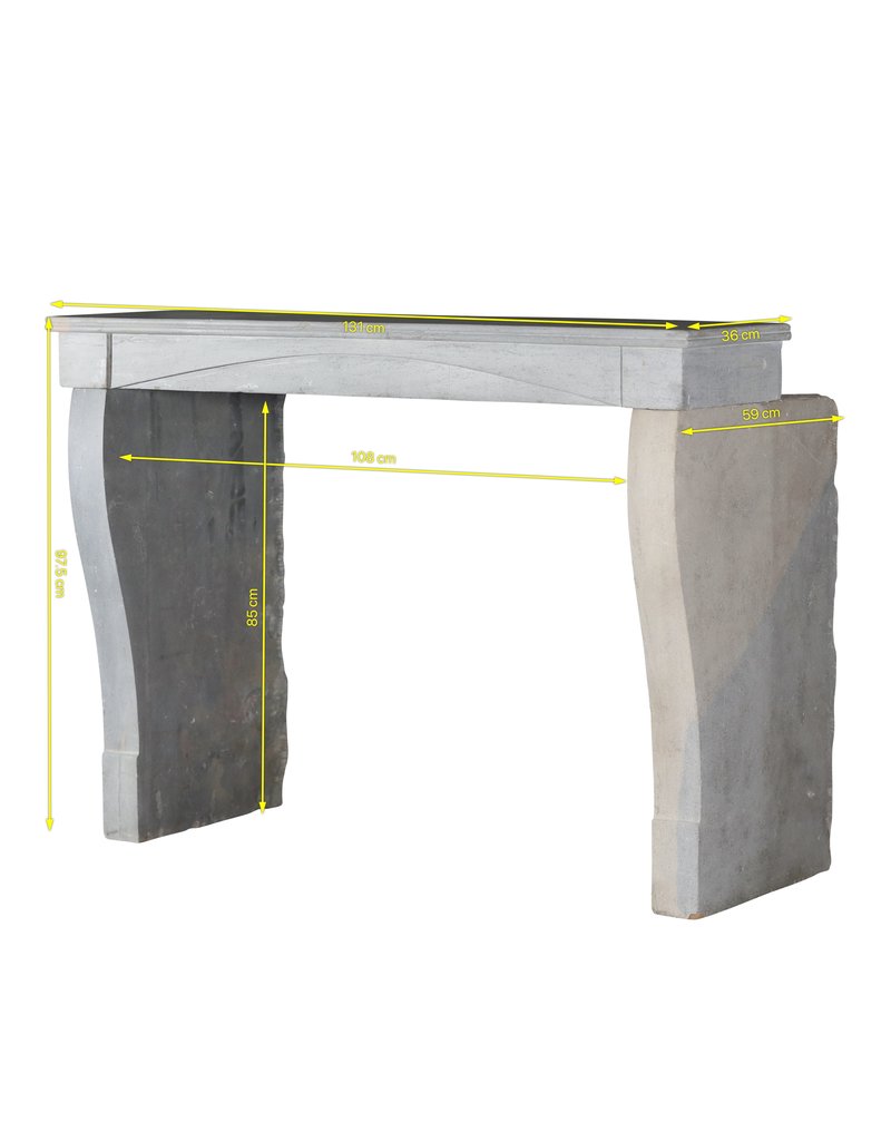 Simple French Bleu Bicolor Stone Fireplace