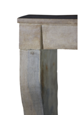Französischer Sand-Beige Kalkstein-Kamin, 19. Jh., Burgund - Vintage