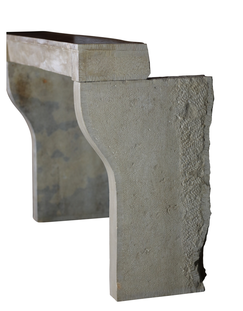 Französischer Sand-Beige Kalkstein-Kamin, 19. Jh., Burgund - Vintage