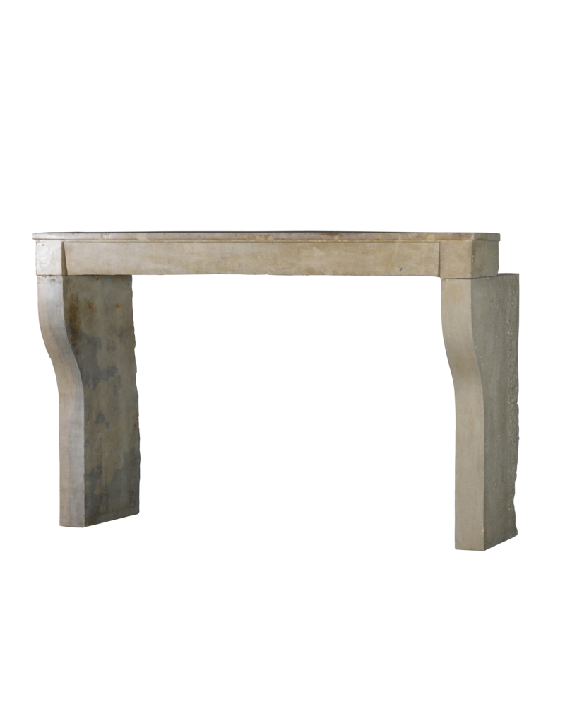 Französischer Sand-Beige Kalkstein-Kamin, 19. Jh., Burgund - Vintage