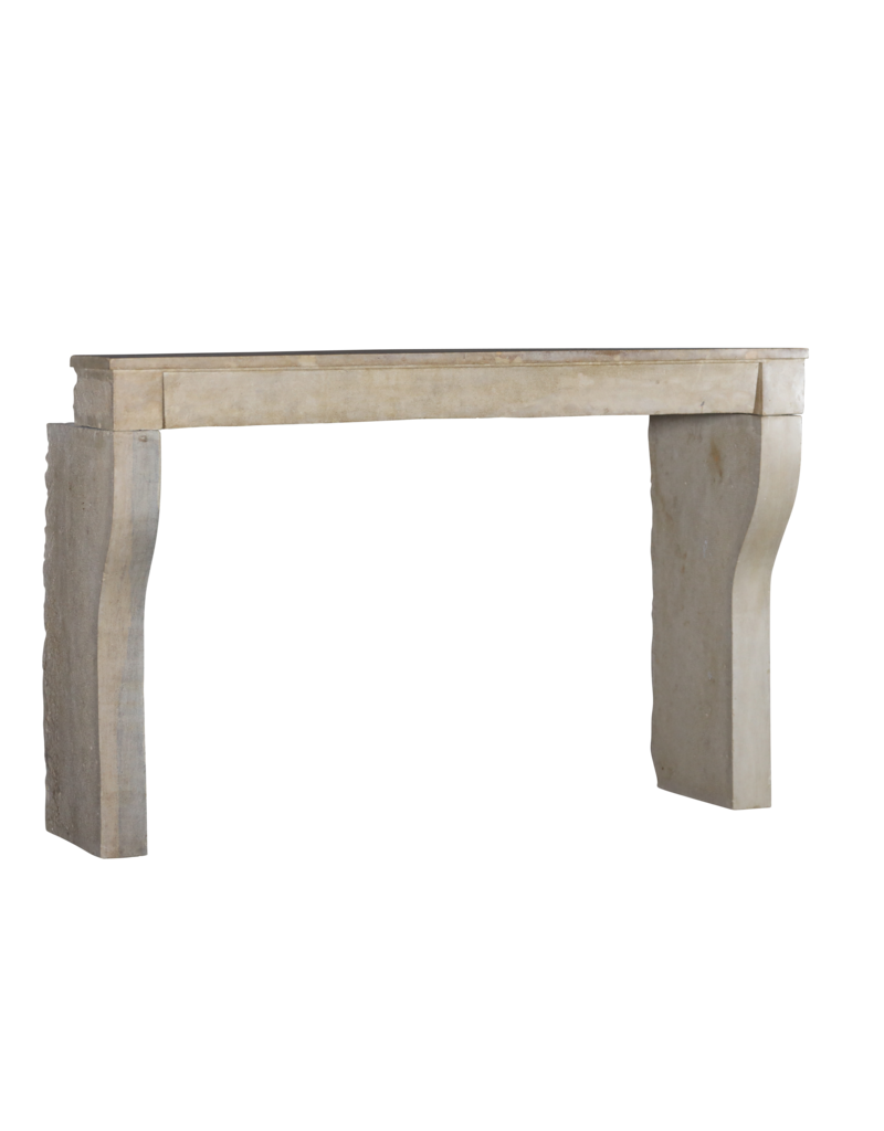 Französischer Sand-Beige Kalkstein-Kamin, 19. Jh., Burgund - Vintage
