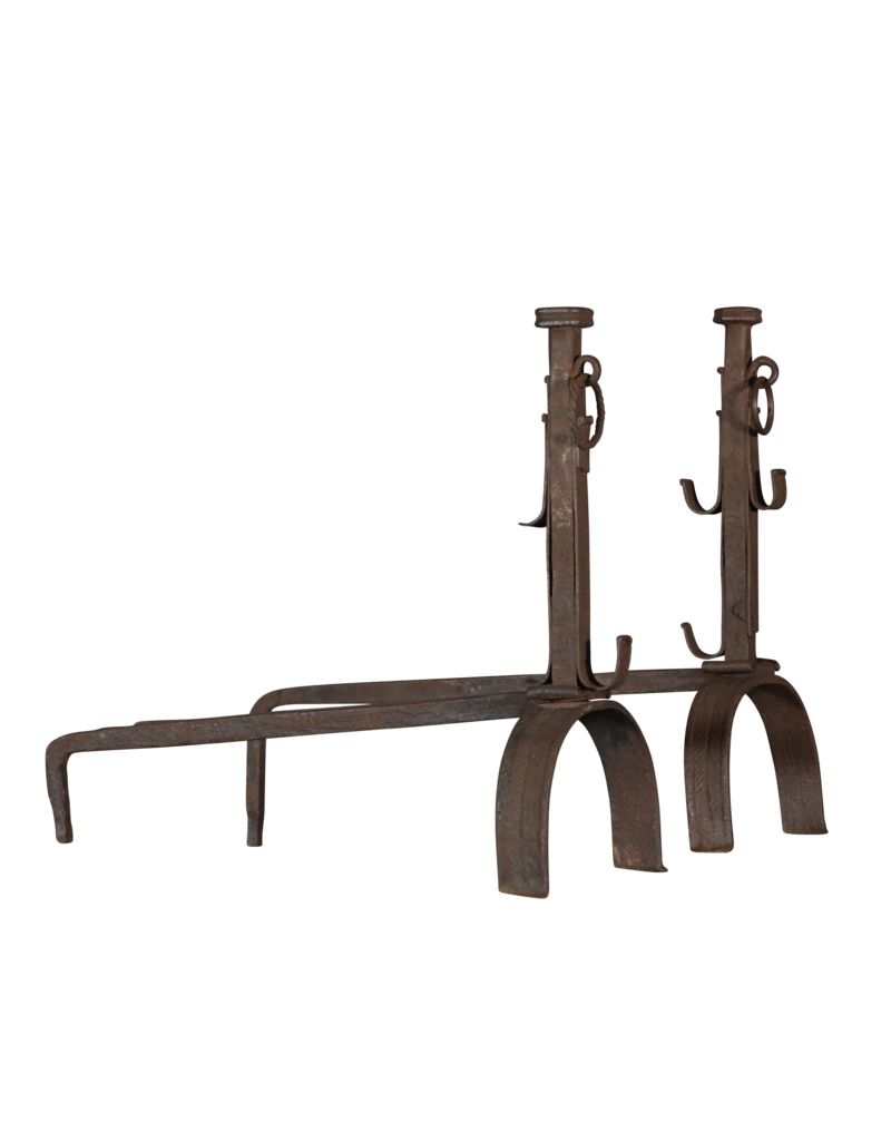 Solid Rustic Pair Andiron