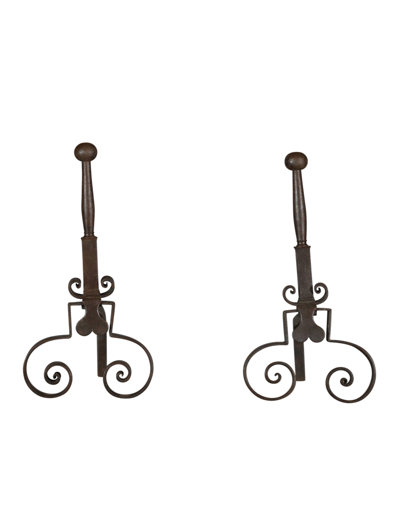Maison Leon Van den Bogaert Rustic Pair Andiron — 50 cm High