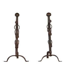 Maison Leon Van den Bogaert Rustic Pair Andiron — 62 cm High