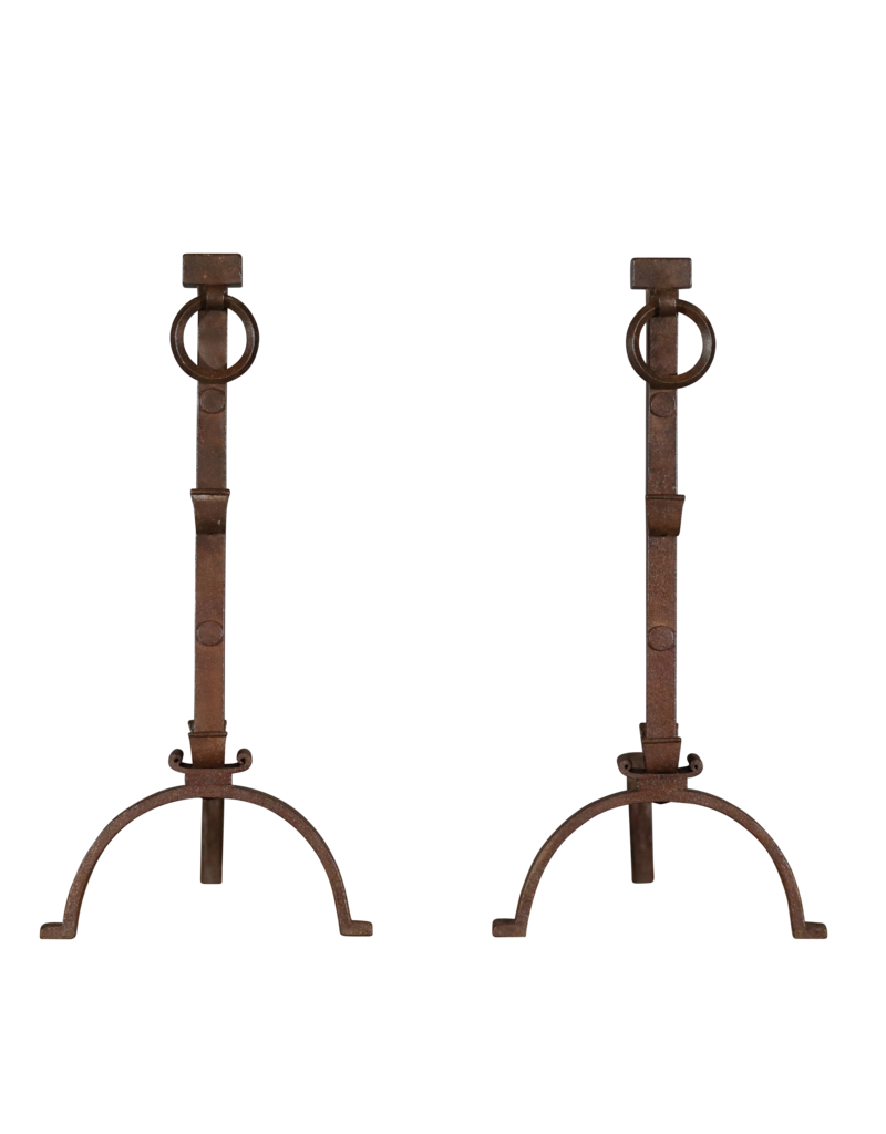 French Solid Rustic Pair Andiron