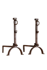 French Solid Rustic Pair Andiron