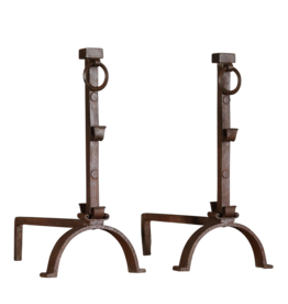 French Solid Rustic Pair Andiron