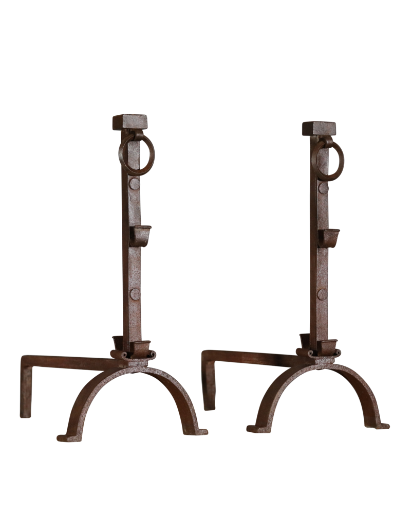 French Solid Rustic Pair Andiron